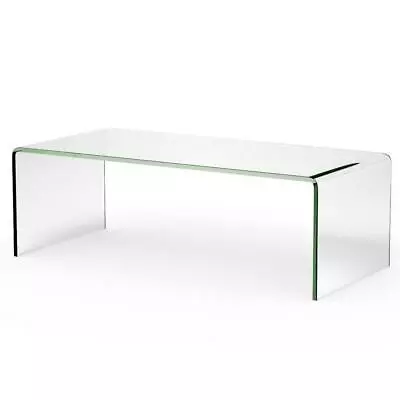 FORCLOVER Coffee Table 42  Durable Easy-to-Clean Tempered Glass Transparent • $360.06