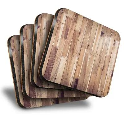 £7.99 • Buy Set Of 4 Square Coasters - Wooden Planks Print Wood Vintage  #8285