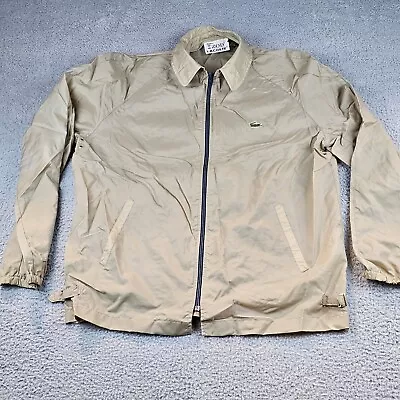 Vintage Izod Lacoste Windbreaker Jacket Mens Large Beige Full Zip Long Sleeve  • $27.99