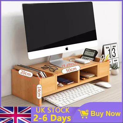 Desktop Storage Desk Stand Laptop Monitor Riser Shelf Display Screen Holder UK • £26.99