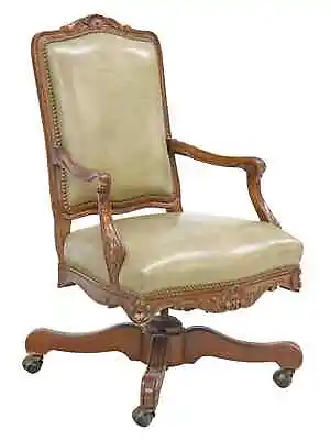 Chair Office Swivel Louis XV Style Executive Padded Nailhead Trim Vintage • $1275