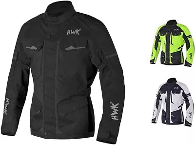 HWK Motorcycle Jacket For Men Adventure W/Cordura Textile Fabric Large - Black- • $36.44