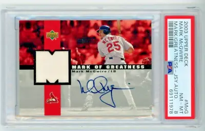 Mark McGwire 2003 UD Marks Of Greatness Autographs On Card  PATCH Jersey PSA8 • $499.99