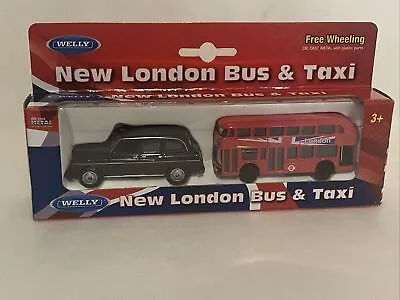 Welly Diecast New London Bus And Taxi Model 8cm Ages 3+ Free Wheeling • £8.99