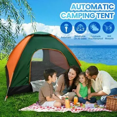 3-4 Man Person Pop Up Tent Automatic Family Festival Beach Fishing Camping Tent • $32.99