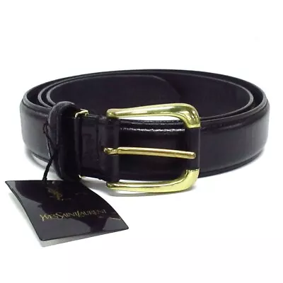 Auth YvesSaintLaurent - Black Gold Leather Hardware Belt • £124.47