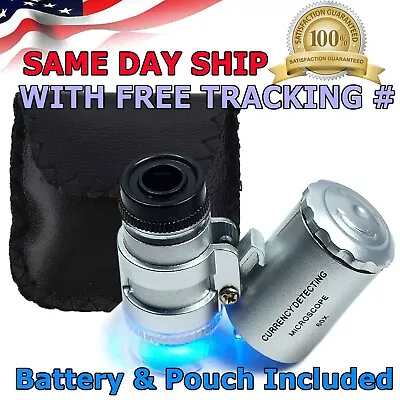 60X Magnifying Loupe Jewelry Jewelers Pocket Magnifier Loop Eye Glass Led Light • $4.99