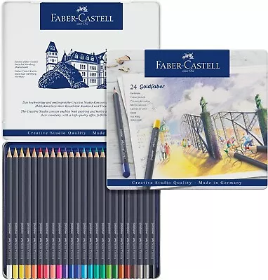 Faber-Castell 24 GOLDFABER Color Pencils W/Tin Case 3.3 Mm Lead New Sealed! • $17.96