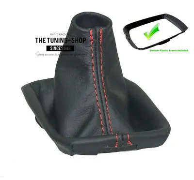 Shift Boot + Plastic Frame For VOLVO S40 2004-12 Genuine Leather Red Stitch • $44.99