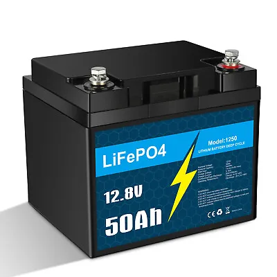 12V 50Ah LiFePO4 Deep Cycle Lithium Battery For RV Marine Off-Grid Solar System • $105.99