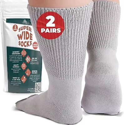 2 Pairs Extra Wide Socks For Swollen Feet Diabetic Socks For Men Diabetic Non... • $32.78