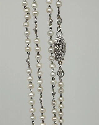 $2999 • Buy Pearl And Diamond By The Yard Platinum Necklace