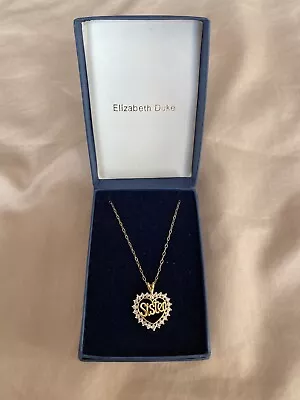 Elizabeth Duke 9ct Gold & Diamond Sister Pendant Necklace 18 Inches • £44