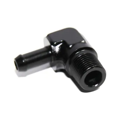 3/8  NPT Male To 3/8  Hose Barb 90° Deg Fuel Oil Gas Line Fitting Adapter Black • $10