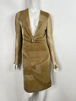 Vtg Gucci By Tom Ford Aw2000 Gold Lurex Dress It42 • $550