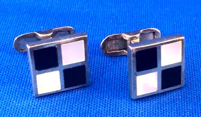 Super Sterling Silver Mid Century Modern Chequer Board Cufflinks • $56.85