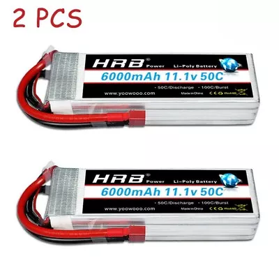 2PCS HRB 6000mAh 3S 11.1V Deans T Burst 10C Lipo Battery Hardcase For RC Car • $79.99