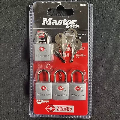 Master Lock 7/8  Keyed Alike Steel Luggage Bag Lock Chrome TSA App 4683Q 4 Pack! • $12