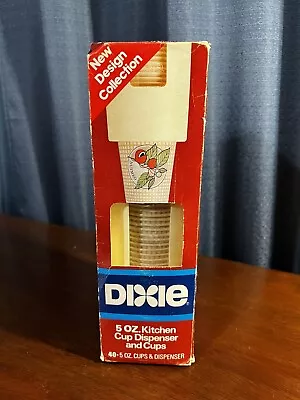 Vtg Dixie Cup Dispenser Holder 5 Oz Wall Mount Ivory Spice Print Cups NEW 1984 • $26.99