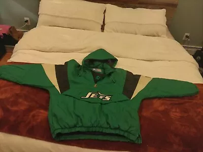 Vintage 1990s New York Jets Starter Pullover Hooded Jacket-Medium • $200