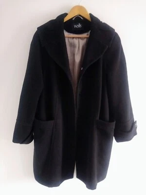 £29.99 • Buy Wallis UK 18 / 20 Black Swing Coat Size  L  Flattering Winter Autumn Dress Plus