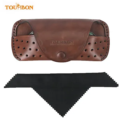 TOUBRON Leather Eyewear Pouch Sunglasses Case W/Cleaning Cloth Special Offer • £23.99