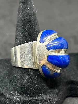 Vintage Large Sterling Silver 950 Lapis Lazuli Ring Size 7.5 - 16g • $49.99
