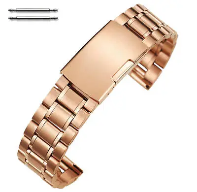 Rose Gold Steel Metal Bracelet Replacement Watch Band Strap Push Button #5018 • $19.95