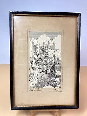 Lincoln Cathedral Artist Signed B Money Etching Glazed Framed 11.5  X 8  • £19.97