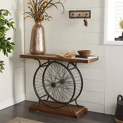 Entry Table Industrial Console Farm Sofa Country Entrance Bicycle Wheel Style • $259.95