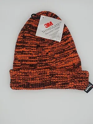 3M Thinsulate Unisex Insulated Black/Orange Beanie Knit Cap NWT • $14.99