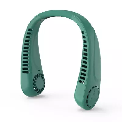 Hands  Bladeless Personal Fan Wearable Rechargeable USB Leafless Fan Green R3U8 • £10.97