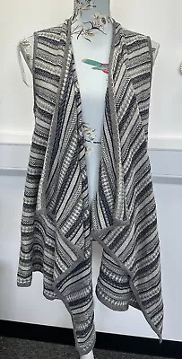 Fat Face Fair Isle Grey Knit Sleeveless Waterfall Cardigan Waistcoat Size S • £19.99