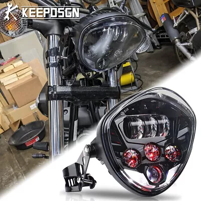 7  LED Headlight Hi/Lo Red+White DRL For Yamaha Bolt R-spec XVS650 950 1100 1300 • $76.99