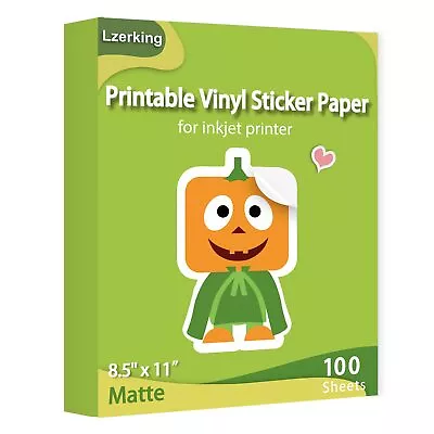 Lzerking Printable Vinyl Sticker Paper For Inkjet Printer 100 Sheets Matte Wh... • $33.92