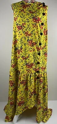 $24 • Buy ASOS NEW Dress Size 18 Yellow Polyester Sleeveless Floral Button Layered Casual