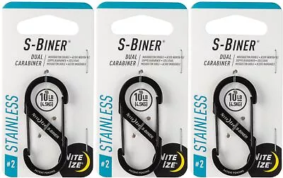 Nite Ize S-Biner Stainless Steel Dual Carabiner #2 - Black (3-Pack) • $11.05