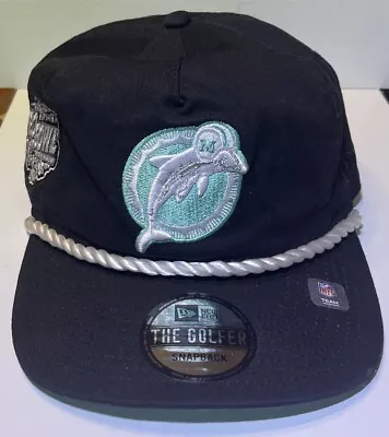 Miami Dolphins New Era The Golfer Black Snapback Hat OSFA • $45