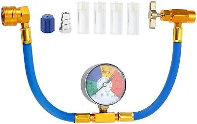 R134A AC Recharge Hose W/ Gauge Kit Can Tap R12/R22 To R134A Low Pressure Valve • $17.75