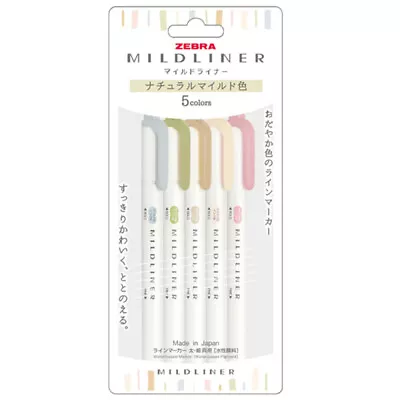 $9.95 • Buy Zebra Mildliner Natural Colour Set (5/pk) WKT7-5C-NT