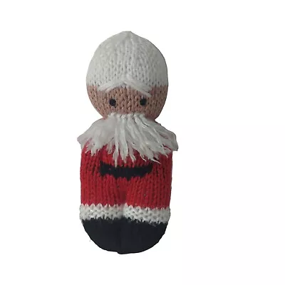 Vintage Knitted Santa Claus Christmas Plush 6.5  Doll Lovey Stuffed Animal • $4