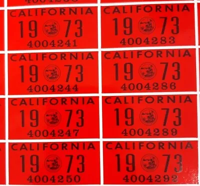 1973 California License Plate Registration Sticker YOM CA DMV $12.00 Each.  • $12