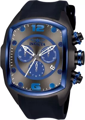 Invicta Men Lupah 47mm Chronograph Blue Gunmetal Dial Silicone Band Swiss Watch • $127.99