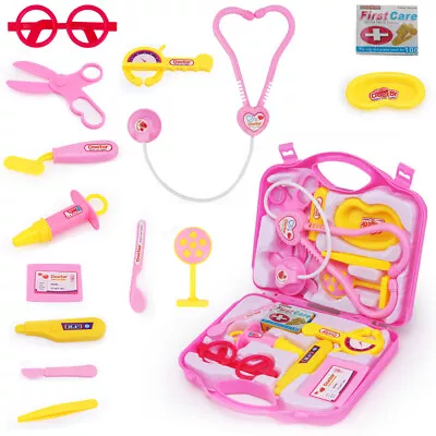 14PCS Kids Doctor Nurse Toys Medical Set Role Play Kit Hard Carry Case For 3+ • £7.19