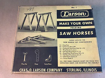 Makes 2 Folding Saw Horses Vintage Larson Brackets Hardware No. 1 For 2  Lumber • $26.99
