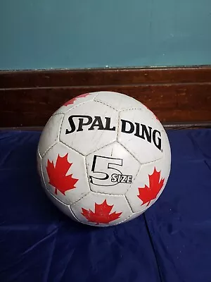 Vintage 90's Spalding Soccer Ball Canada Maple Leaf White Red Size 5 • $31.35