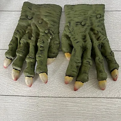 Green Devil Hands Latex Gloves Halloween Prop Costume Monster Zombie Paper Magic • $29.99