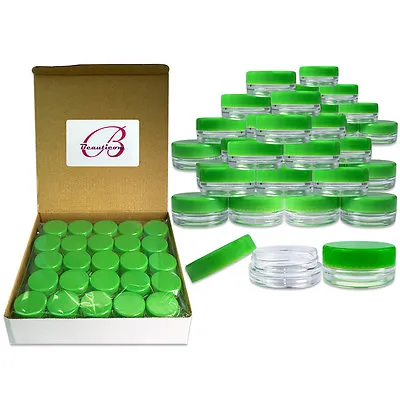 100 Pieces 3 Gram/3ML Green Plastic Makeup Cosmetic Cream Sample Jar Containers • $14.99