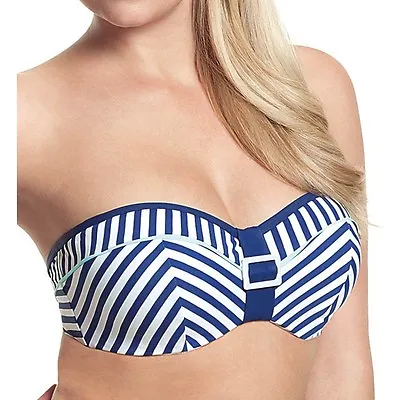 Panache Lucille Bandeau Bikini Top CW0063 - 32D - Nautical Stripe • £8.99