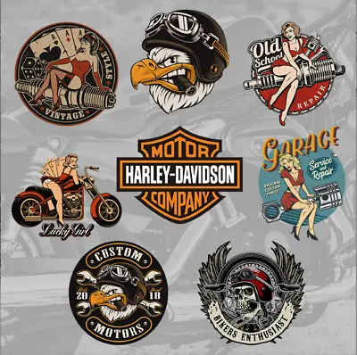 8 X Retro Harley Davidson US Eagle Decal Sticker Vinyl Motorcycle SUV Car Helmet • $8.95